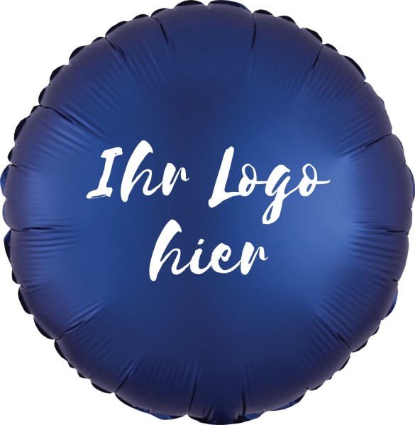 Folien-Werbeballon Rund Satin Luxe Navy 45cm/18" 1-Seitig bedruckt