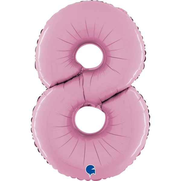 Grabo Folienballon Zahl 8 Pastel Pink 66cm/26"