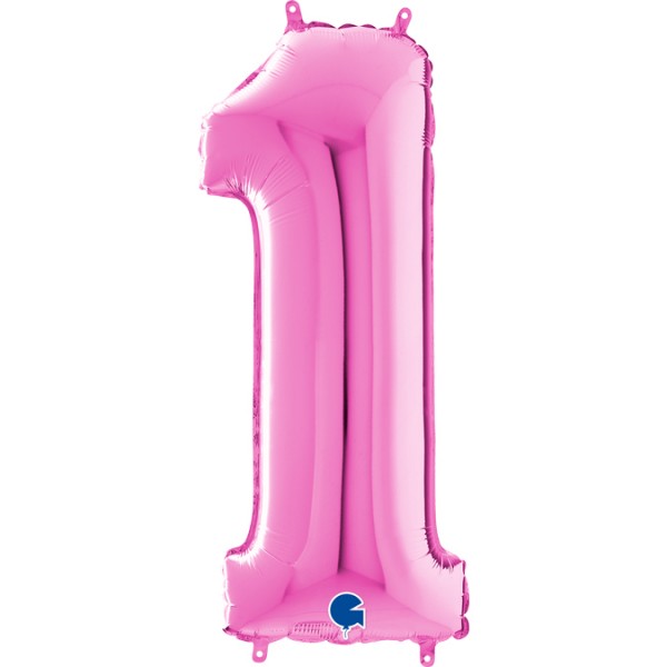 Grabo Folienballon Zahl 1 Fuxia 100cm/40"