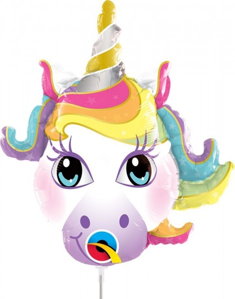 Qualatex Folienballon Magical Unicorn 36cm/14" luftgefüllt inkl. Stab