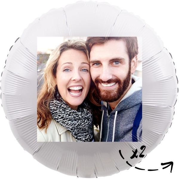 Fotoballon Rund Metallic Weiß 70cm/28" 2-Seitig bedruckt