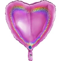 Grabo Folienballon Heart Glitter Holo Fuxia 45cm/18"  Grabo Folienballon Heart Glitter Holo Fuxia 45cm/18"