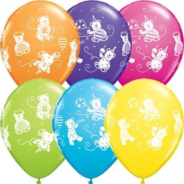Qualatex Latexballon Cute & Cuddly Bears Tropical Assortment 28cm/11" 25 Stück