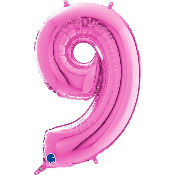 Grabo Folienballon Zahl 9 Fuxia 100cm/40"