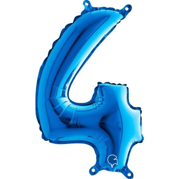 Grabo Folienballon Zahl 4 Blue 35cm/14"