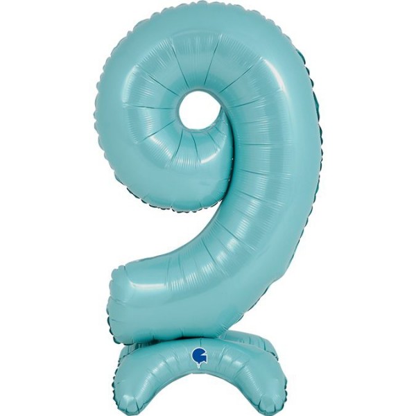 Grabo Folienballon Zahl 9 Pastel Blue standups 65cm/25"