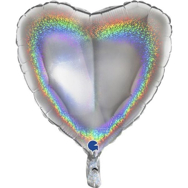 Grabo Folienballon Heart Glitter Holo Silver 45cm/18"