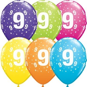 Qualatex Latexballon Stars 9-A-Round Tropical Assorment 28cm/11" 25 Stück