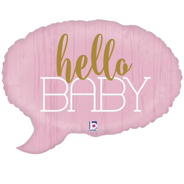 Betallic Folienballon "Sprechblase- Hello Baby " Pink 61cm/24"