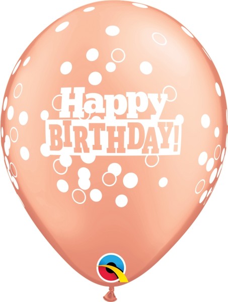 Qualatex Latexballon Birthday Confetti Dots Rose Gold 28cm/11" 25 Stück