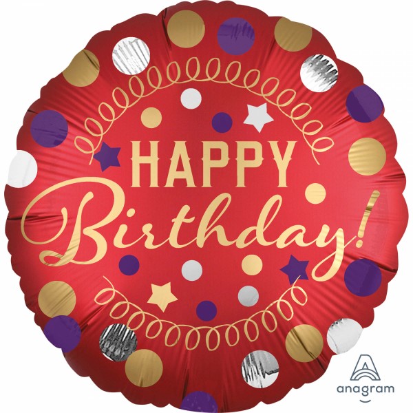 Anagram Folienballon "Happy Birthday Tou You" Satin Red 45cm/18"