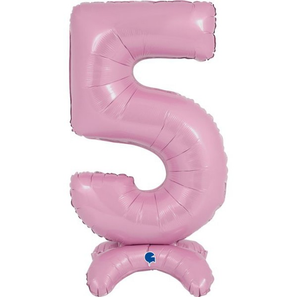 Grabo Folienballon Zahl 5 Pastel Pink standups 65cm/25"