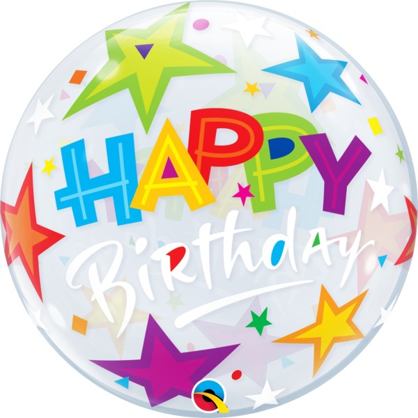 Qualatex Bubble Birthday Brilliant Stars 55cm/22"