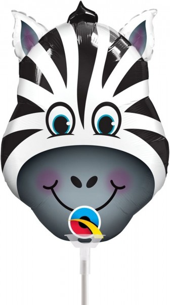 Qualatex Folienballon Zany Zebra 36cm/14" luftgefüllt inkl. Stab