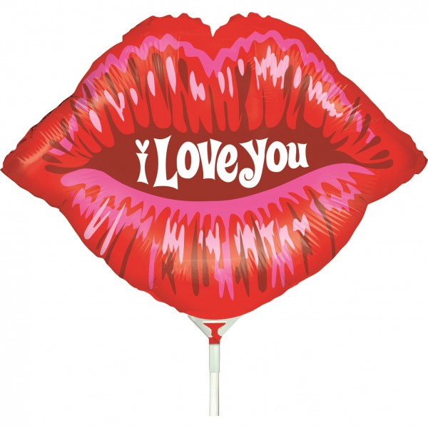 Betallic Folienballon Kiss Mini 35cm/14" luftgefüllt inkl. Stab