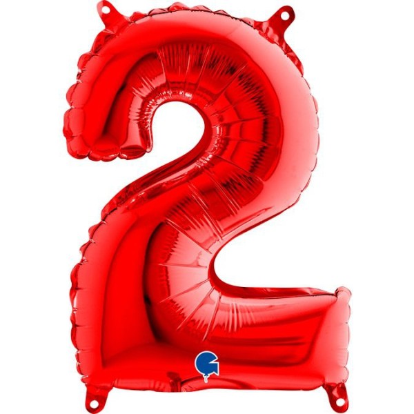 Grabo Folienballon Zahl 2 Red 35cm/14"