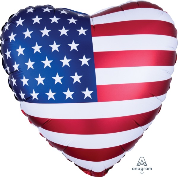 Anagram Folienballon Herz Satin USA Flag 45cm/18"