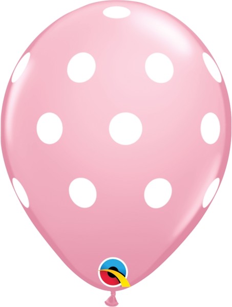 Qualatex Latexballon Big Polka Dots Pink 28cm/11" 6 Stück