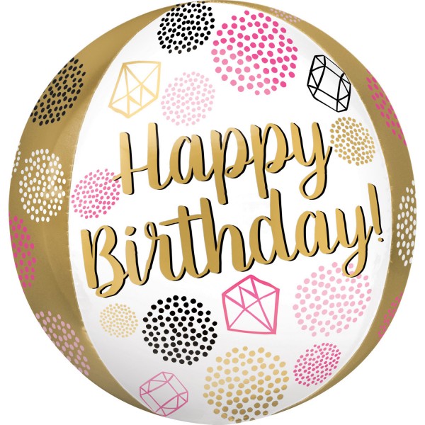 Anagram Folienballon Orbz "Happy Birthday" Gems 40cm/16"