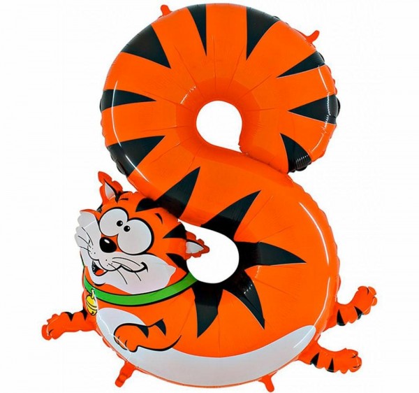 Grabo Folienballon Zahl 8 Animaloon Katze 100cm/40"