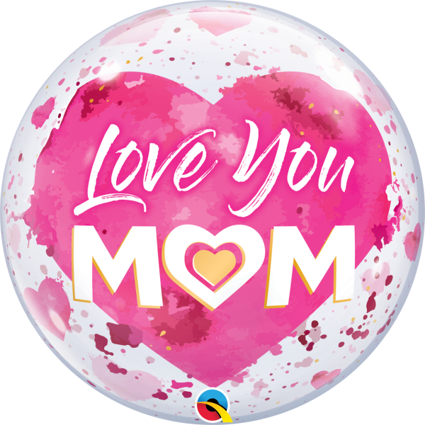 Qualatex Bubble Love You MOM Pink 55cm/22"