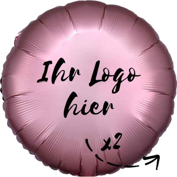 Folien-Werbeballon Rund Satin Luxe Rose Copper 45cm/18" 2-Seitig bedruckt