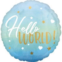 Anagram Folienballon Rund "Hello World" blue 45cm/18"  Anagram Folienballon Rund "Hello World" blue 45cm/18"