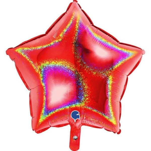 Grabo Folienballon Star Glitter Holo Red 45cm/18"