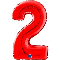 Grabo Folienballon Zahl 2 Red 66cm/26"  Grabo Folienballon Zahl 2 Red 66cm/26"