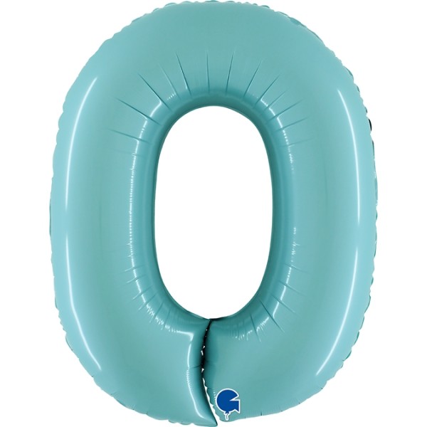 Grabo Folienballon Zahl 0 Pastel Blue 100cm/40"