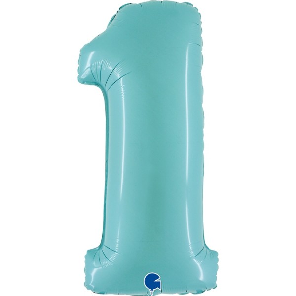 Grabo Folienballon Zahl 1 Pastel Blue 100cm/40"