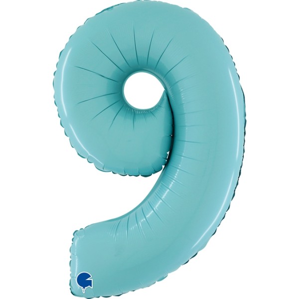 Grabo Folienballon Zahl 9 Pastel Blue 66cm/26"