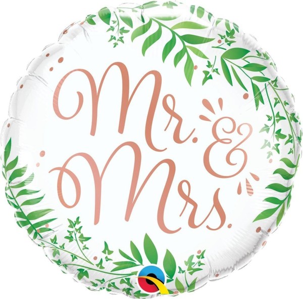 Qualatex Folienballon Mr & Mrs Elegant Greenery 45cm/18"