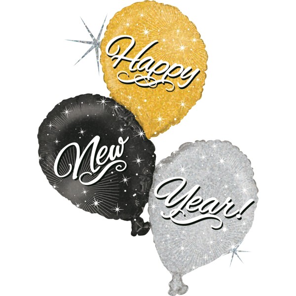 Betallic Folienballon New Year Trio Holo 100cm/40"