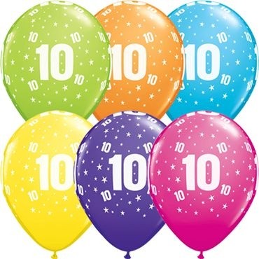 Qualatex Latexballon Stars 10-A-Round Tropical Assorment 28cm/11" 25 Stück