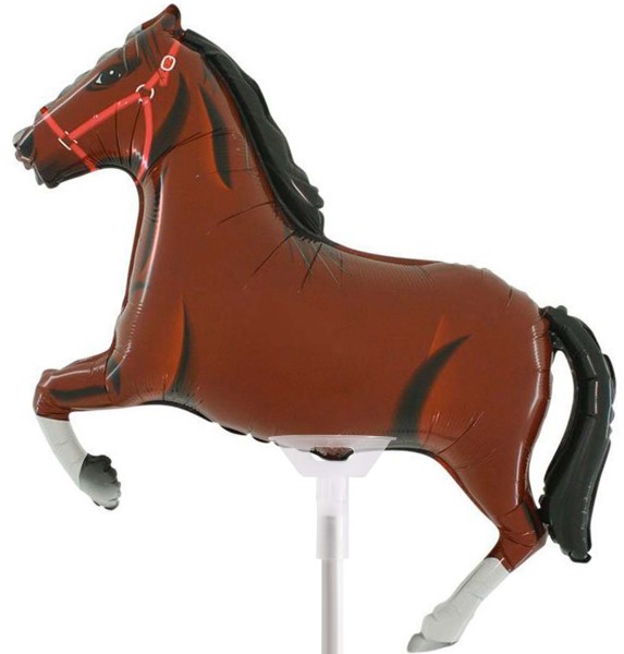 Grabo Folienballon Horse Dark Brown 35cm/14" luftgefüllt mit Stab