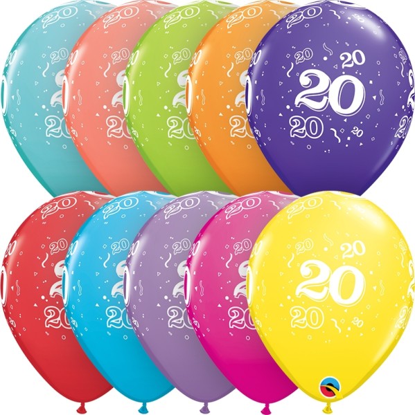 Qualatex Latexballon Age 20 Retail Sortiment 28cm/11" 6 Stück