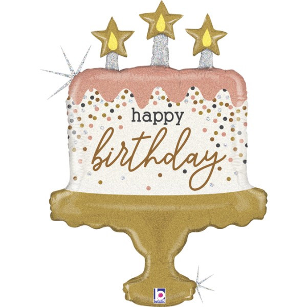 Betallic Folienballon Birthday Cake Confetti 85cm/33"