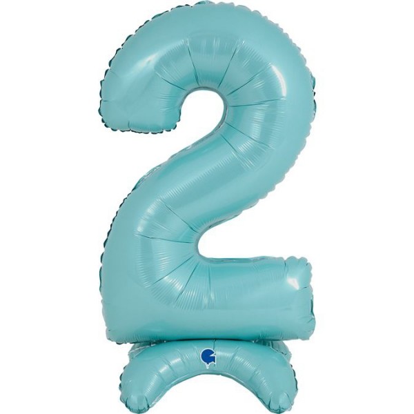 Grabo Folienballon Zahl 2 Pastel Blue standups 65cm/25"