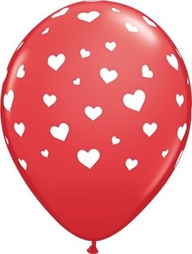 Qualatex Latexballon Random Hearts Red 28cm/11" 6 Stück