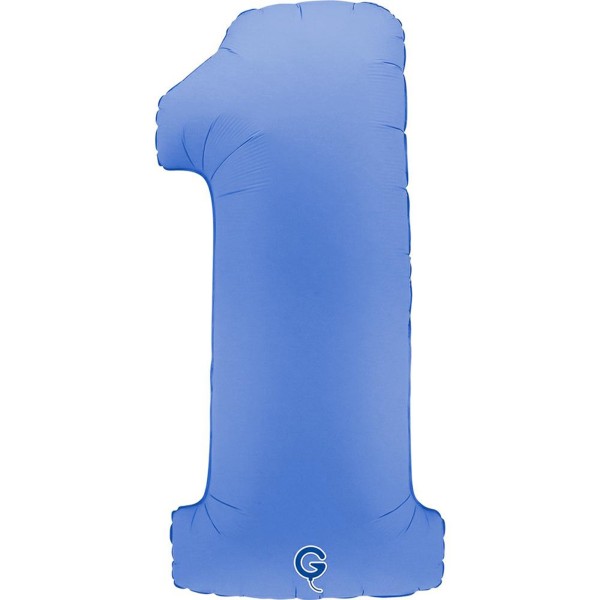 Grabo Folienballon Zahl 1 Soft Matte Lotus Blue 100cm/40"
