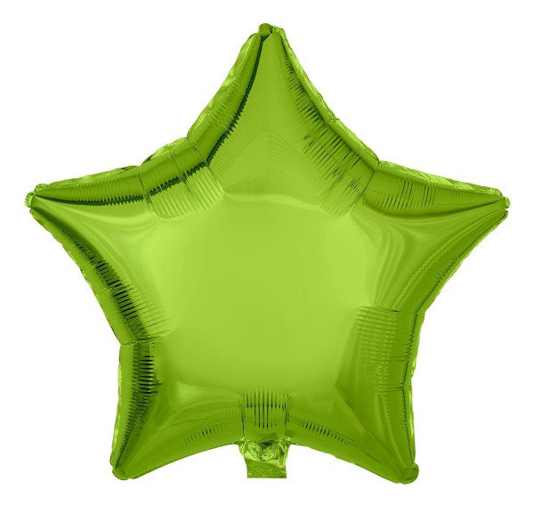Folienballon Stern, Metallic Limongrün, 50cm Ø