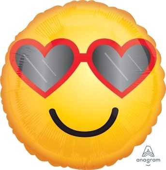 Anagram Folienballon Rund 45cm Durchmesser "Heart Glasses" Emoticon