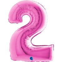 Grabo Folienballon Zahl 2 Fuxia 100cm/40"  Grabo Folienballon Zahl 2 Fuxia 100cm/40"