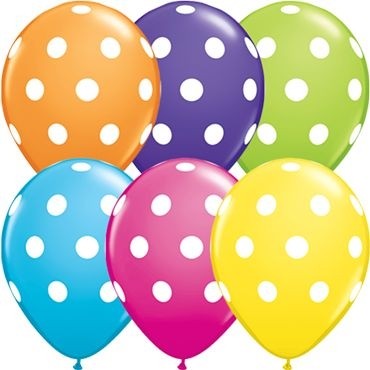 Qualatex Latexballon Big Polka Dots Tropical Assorted 28cm/11" 50 Stück