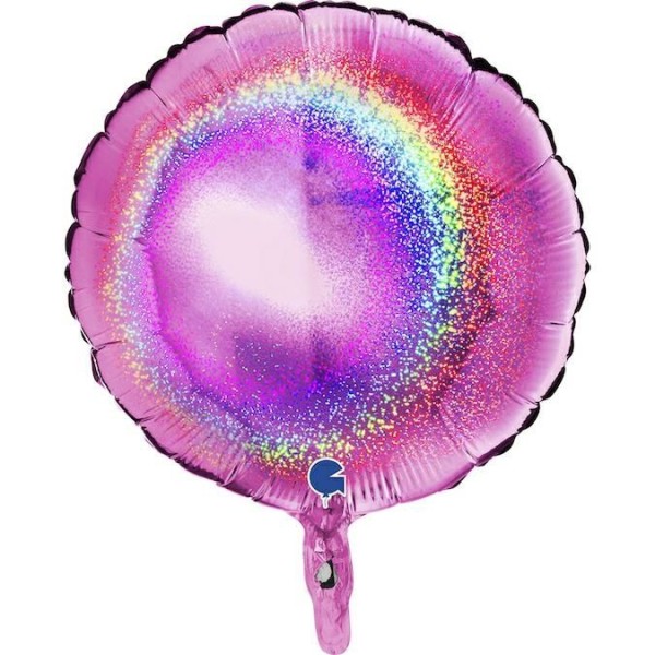 Grabo Folienballon Rund Glitter Holo Fuxia 45cm/18"