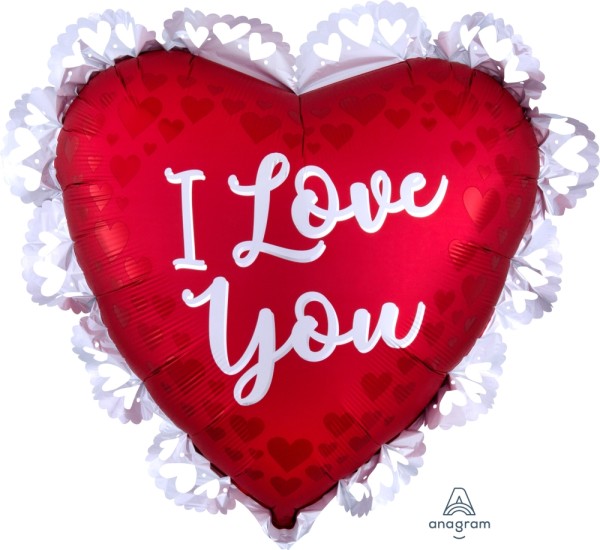 Anagram Folienballon Satin I Love You Sangria 60cm/24"