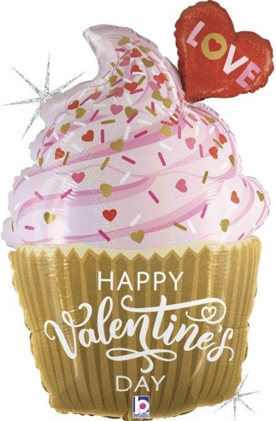 Betallic Folienballon Valentine Golden Cupcake Glitter Holographic 80cm/31"
