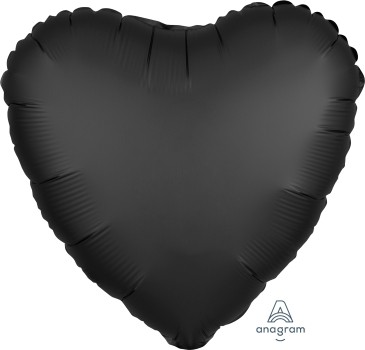Anagram Folienballon Herz Satin Schwarz (Onyx) 45cm/18"