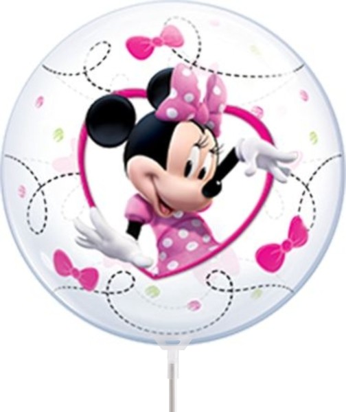 Qualatex Bubble Minnie Mouse 30cm/12" luftgefüllt mit Stab